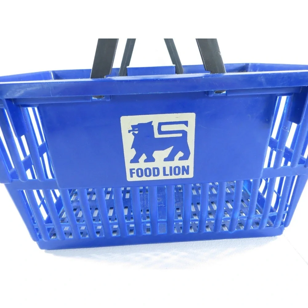 Vintage Food Lion Grocery Store Blue Plastic Shopping Basket 17